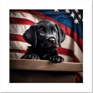 Patriotic Black Lab Puppy Posters and Art